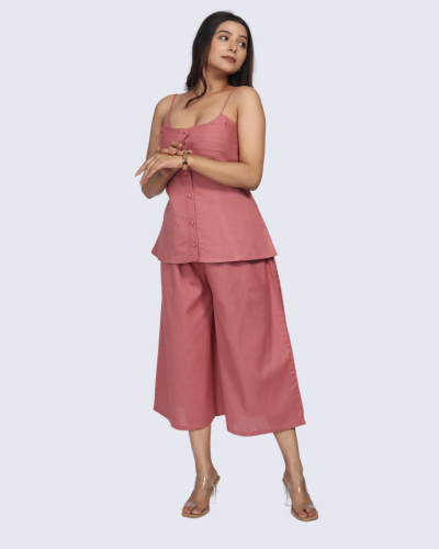 Women Co - Ord Set In Muted Terracotta Tone